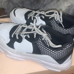 Black and white shoes